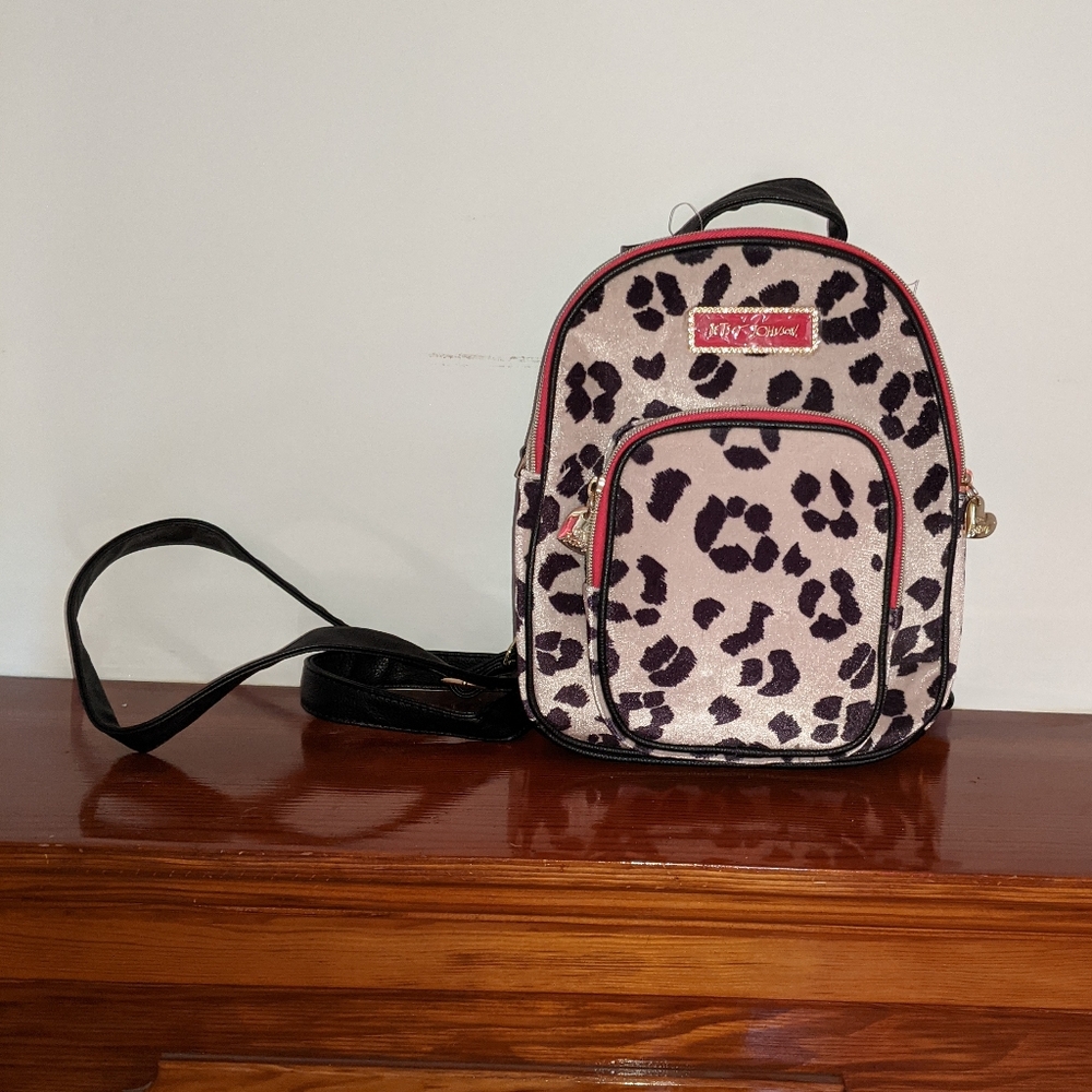 Betsey Johnson Leopard Print Mini Convertible Backpack